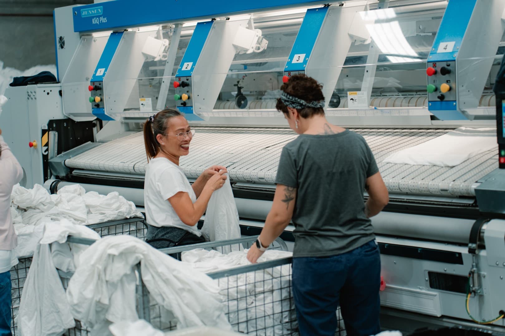 Our team caring for accommodation linens on the Sunshine Coast